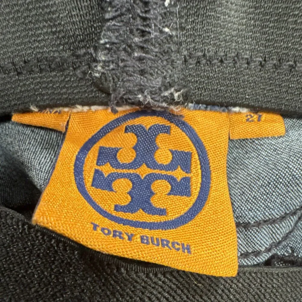 Tory Burch Denim Leggings Skinny Pull On Dark Wash Stretch Jeans Size 27